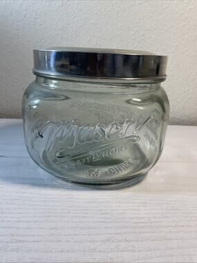 Vintage Mason 56oz Glass Canister Craft & More American Canister China #3064BMT